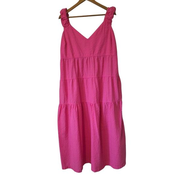 Old Navy Tiered Seersucker ALL-DAY Pink Size XL Summer Beachy Fairy BOHO Dress - Picture 1 of 11